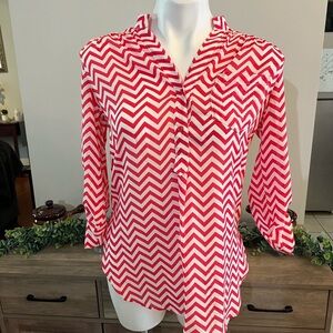 Jemma red and white button down top